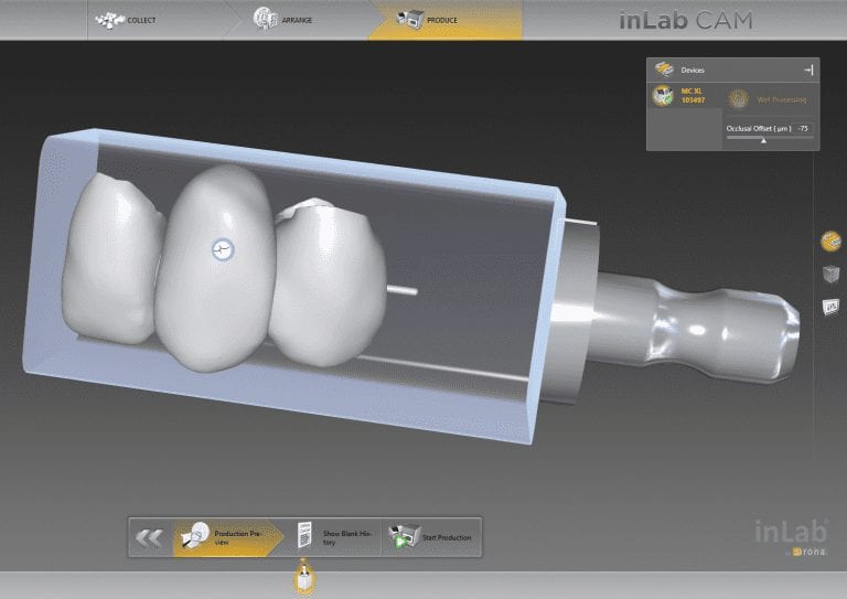Milling a Bridge with Cerec mcxl (and imes icore coritec and z4 by VHF) from same scan and design