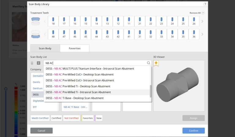 Scanbody Search in Meditlink Software