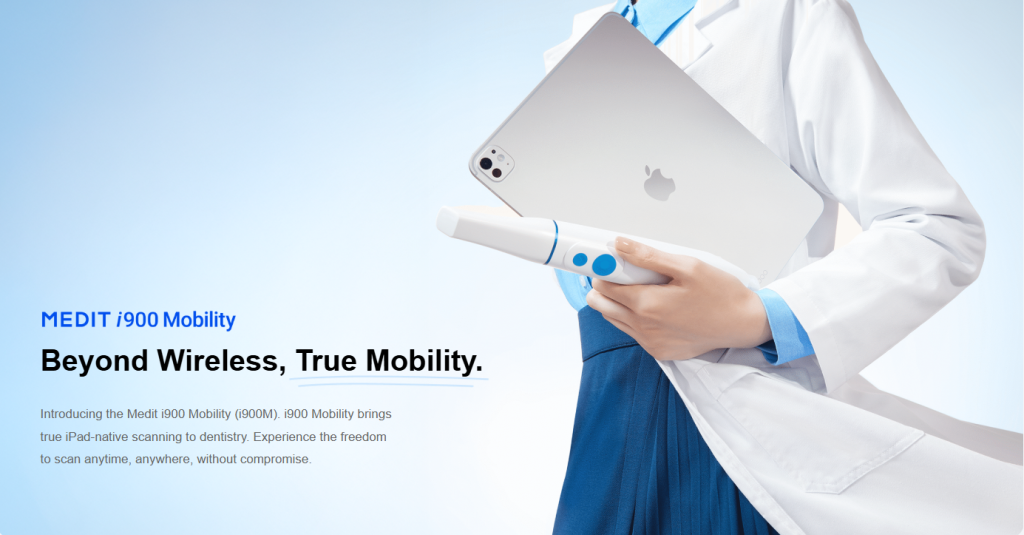 Medit i900 Mobility wireless intraoral scanner with iPad and Medit Link Express