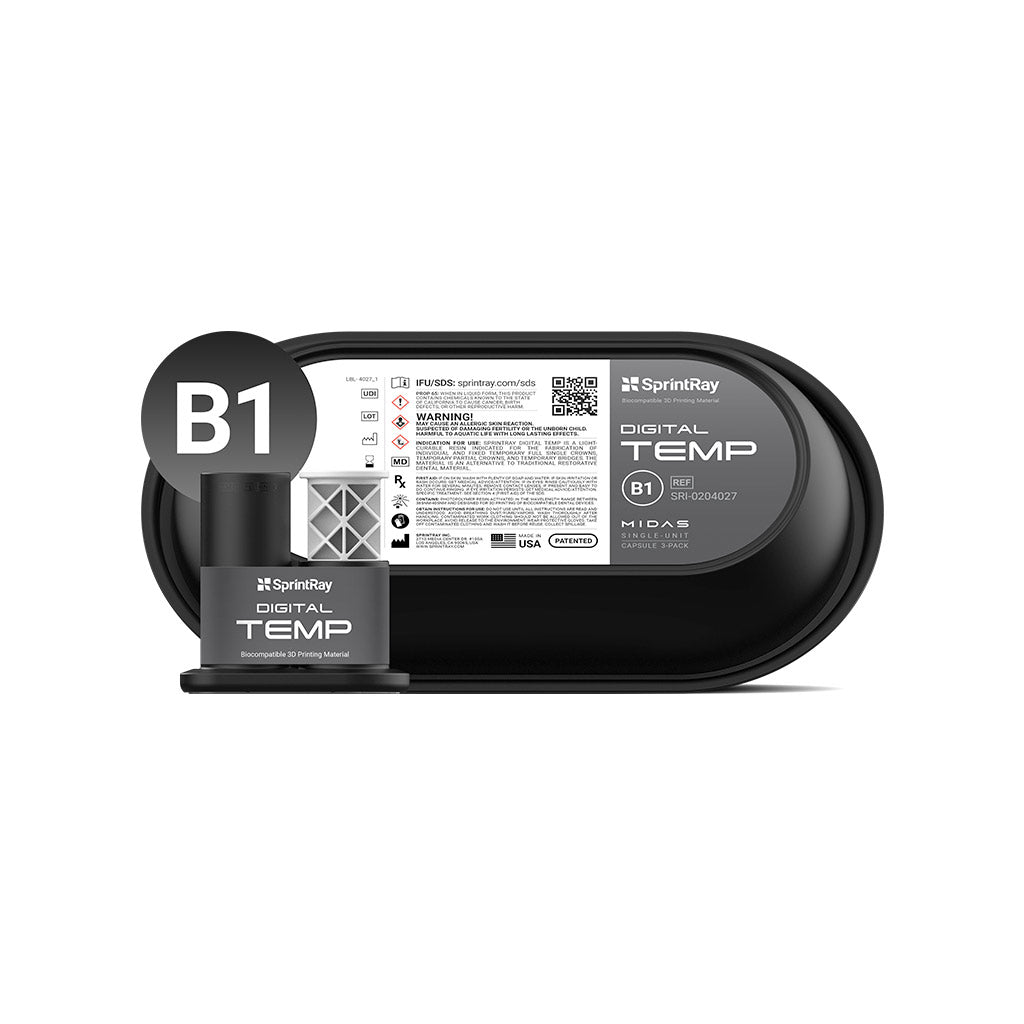 SprintRay Digital Temp - Single-unit Capsule (B1) 3-Pack for Midas