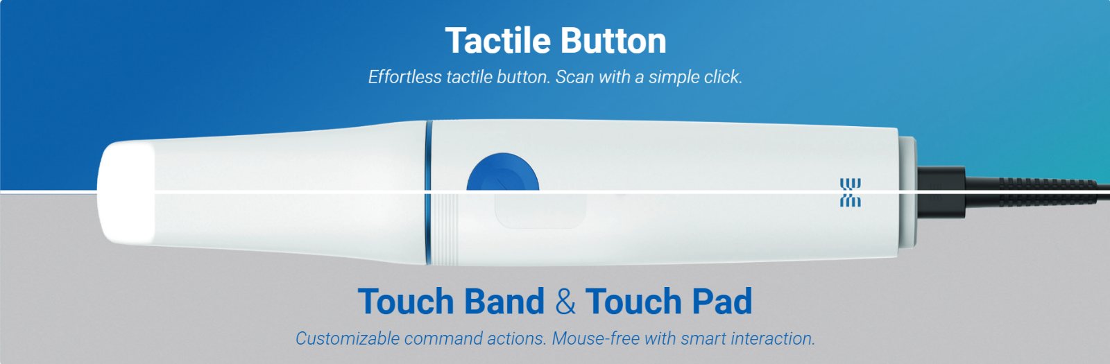 Medit i900 Classic tactile button and Medit i900 touch band and touch pad interfaces