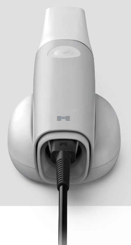 Medit iE intraoral scanner resting in its cradle
